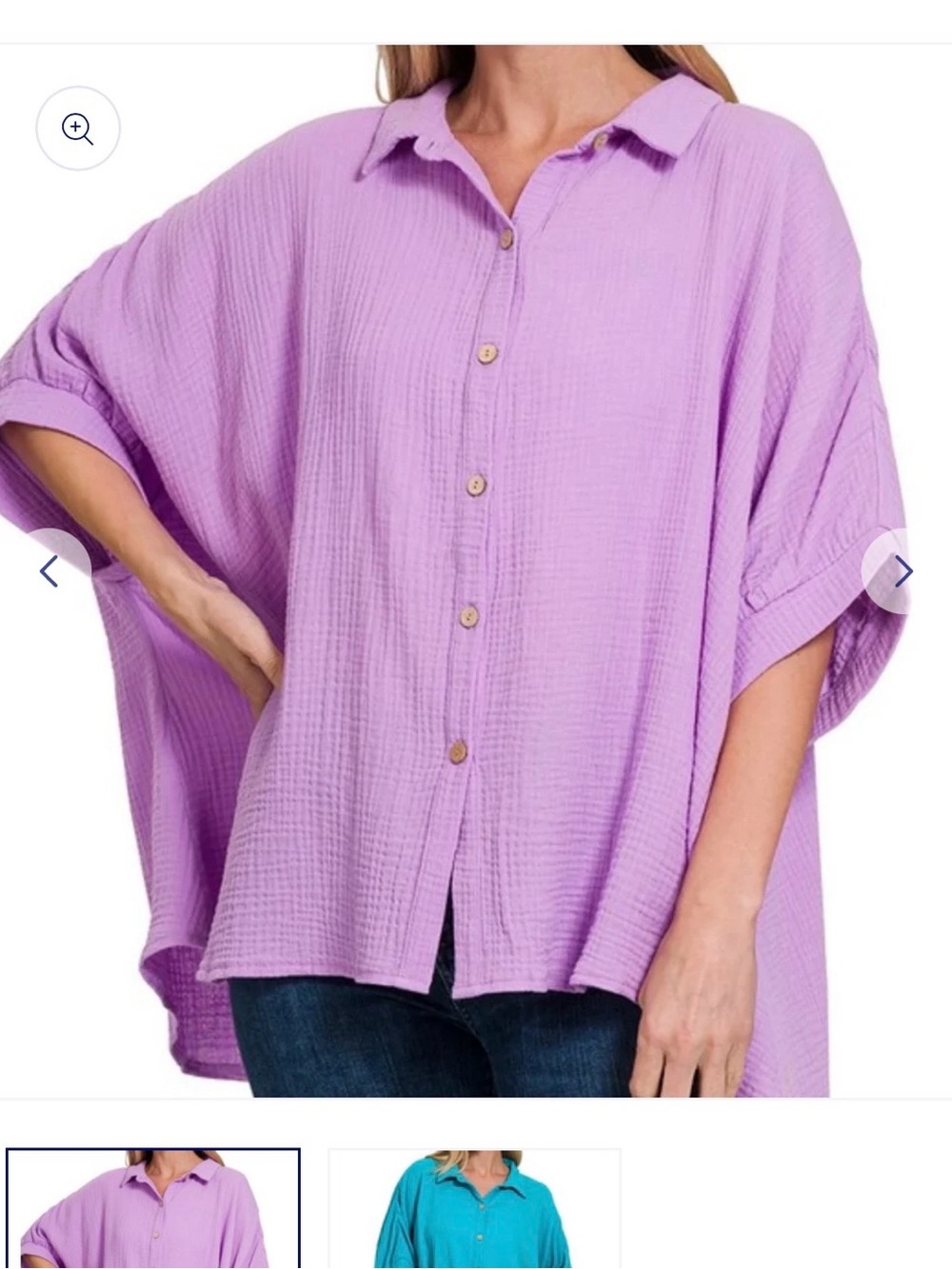 Zenana Outfitters Lavender Button-Front Women’s Shirt